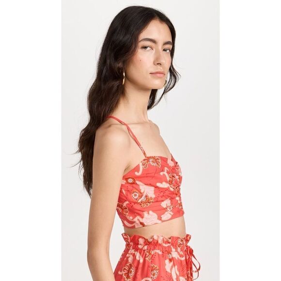 NWT A.L.C. Arit Floral Cotton Sweetheart Crop Top in Calla Multi, Size 6 - Picture 2 of 16